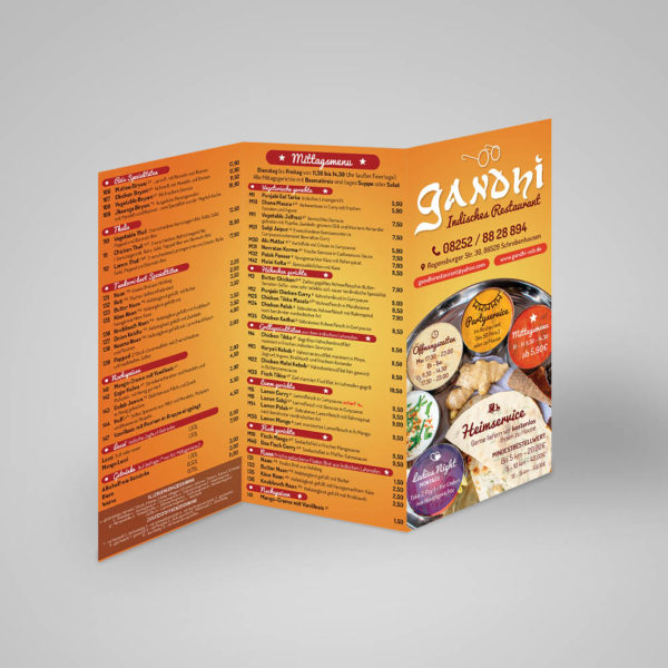 Trifold Indian Restaurant Brochure