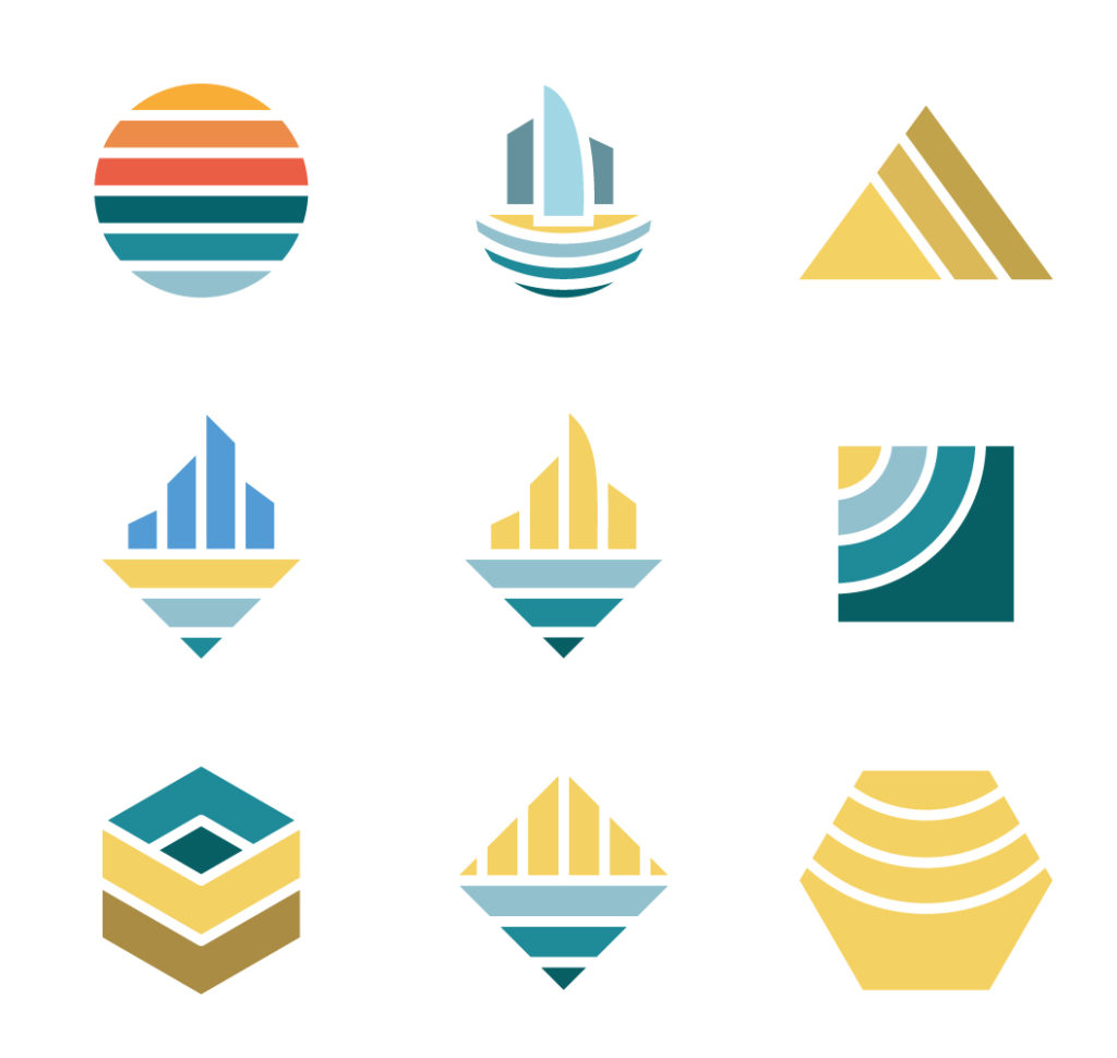 Basic shapes geometric logo set - Peter Mocanu