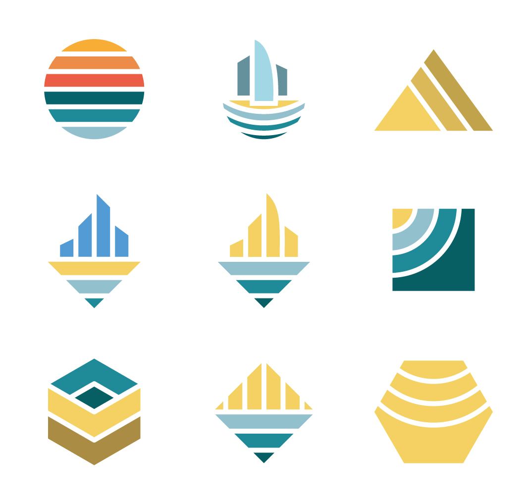 Basic shapes geometric logo set