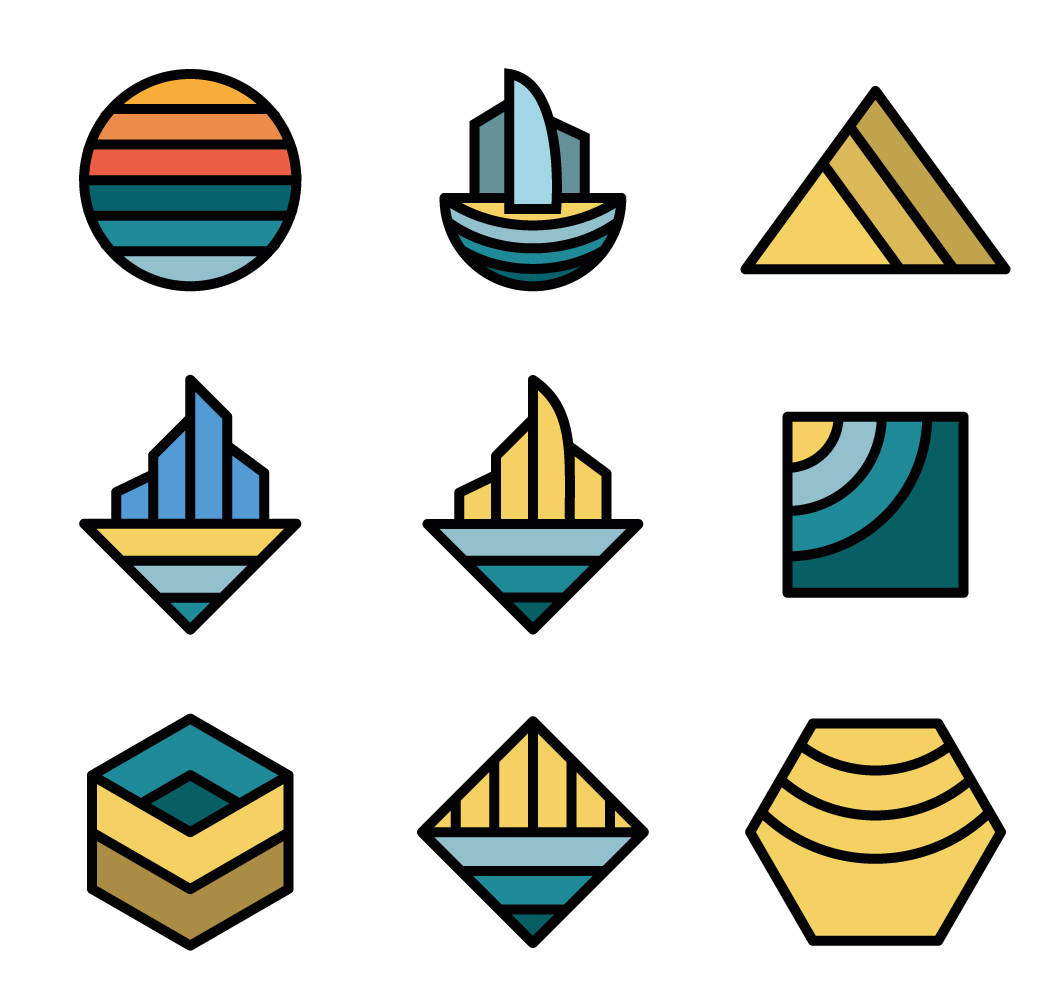 Basic shapes geometric logo set